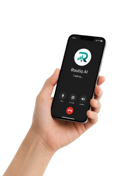 Routiq AI calling on a phone held in hand
